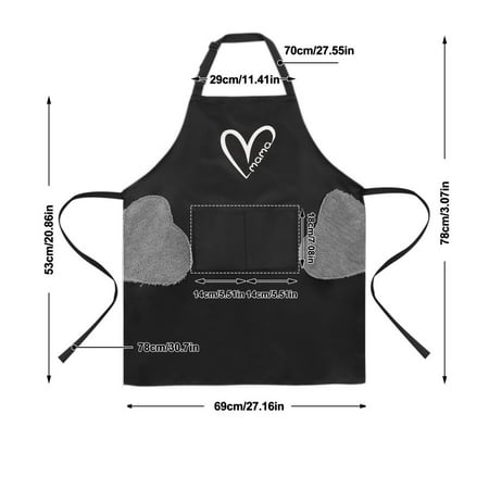 

Parent Child Aprons - Cute Heart Pattern Matching Aprons for Kids and Adults Black M