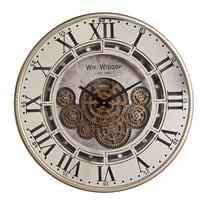 Wm Widdop Mirrored Wall Clock with Moving Gears 60cm