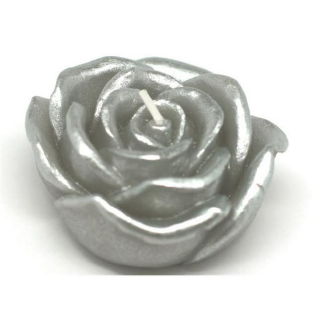 3 in. Metallic Silver Rose Floating Candles -12pc-Box