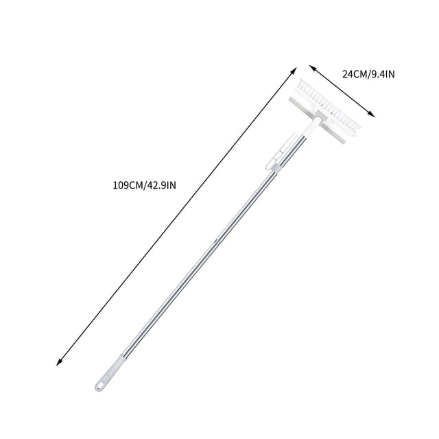 Cepillo para piso de baño, cepillo para esquinas de pared, cepillo multifuncional de mango largo, cepillo para piso, limpieza de azulejos de baño, fregado de piso y raspado con agua