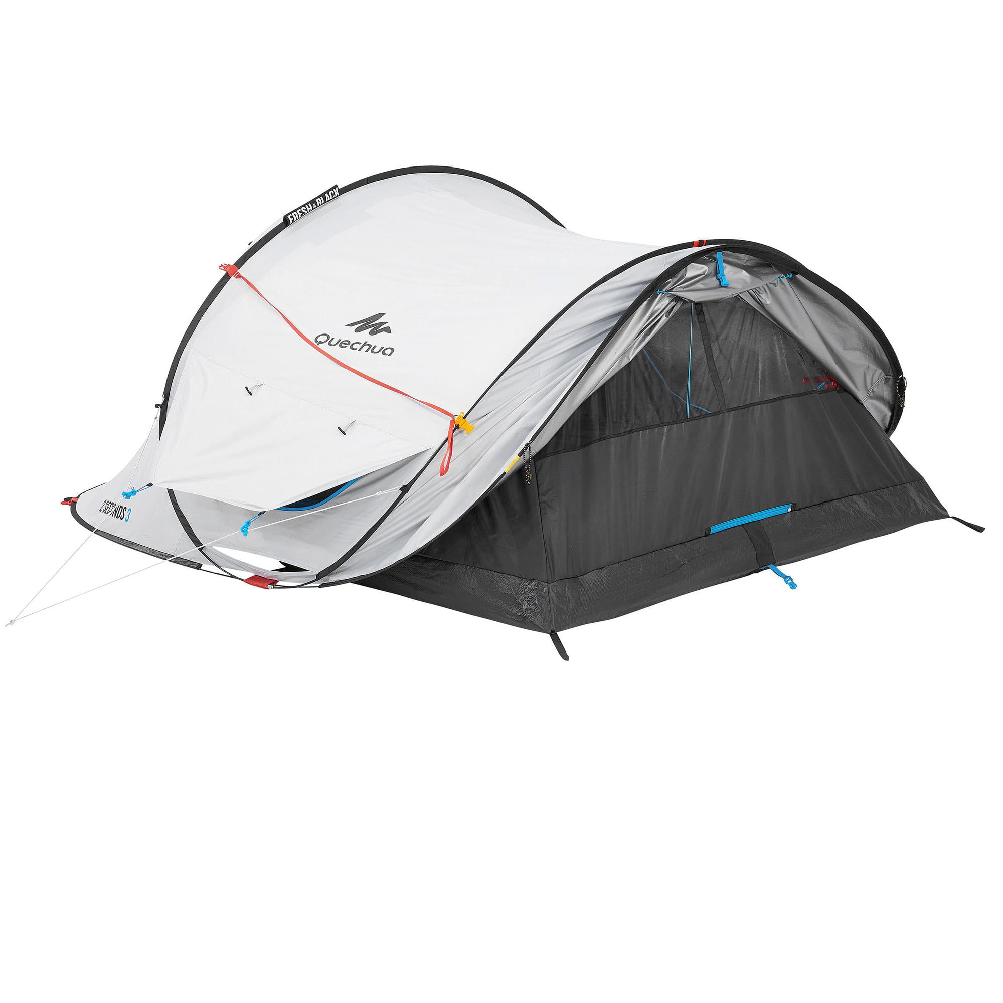 Gelukkig is dat Markeer bodem Decathlon - Quechua 2 Second Fresh & Black, 3-Person Instant Pop-Up Tent,  Waterproof, White - Walmart.com