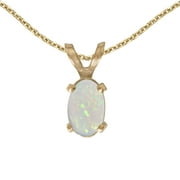 14k Yellow Gold Oval Opal Pendant with 18" Chain