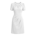 thumbnail image 4 of GZMOALH Women's Short Sleeve Crew Neck Midi Dress with Ruched Waist and Fitted Sheath Shape, 4 of 5