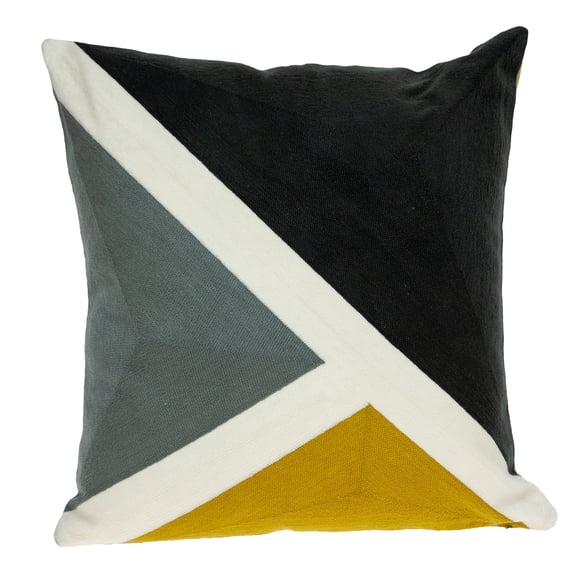 Parkland Collection Axle Black Geometric Decorative Throw Pillow, 20 x 20 Contemporary Accent Pillow