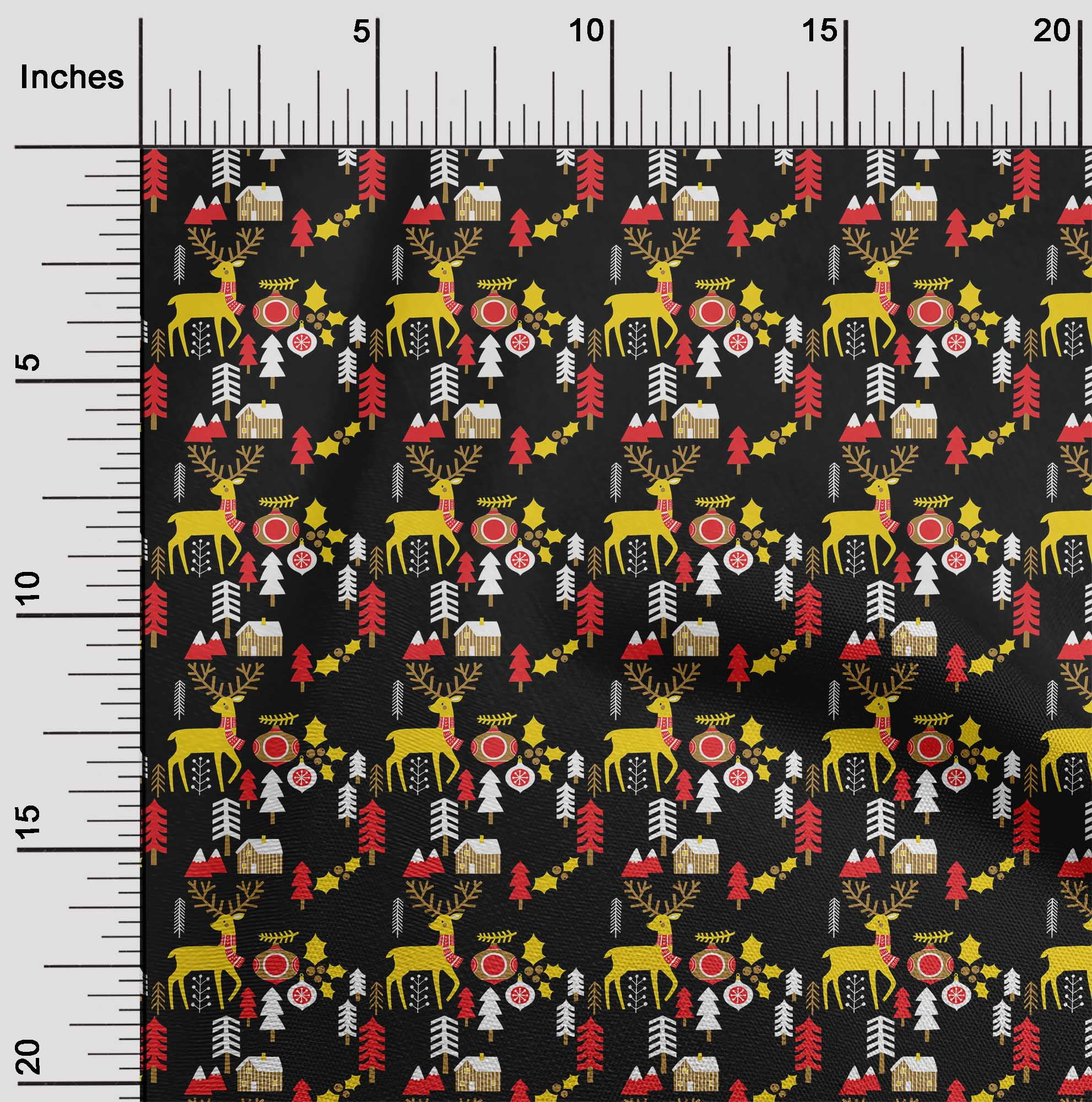 oneOone Georgette Viscose Black Fabric Merry Christmas Sewing Fabric By The Yard Printed Diy Clothing Sewing Supplies 42 Inch Wide-CQL