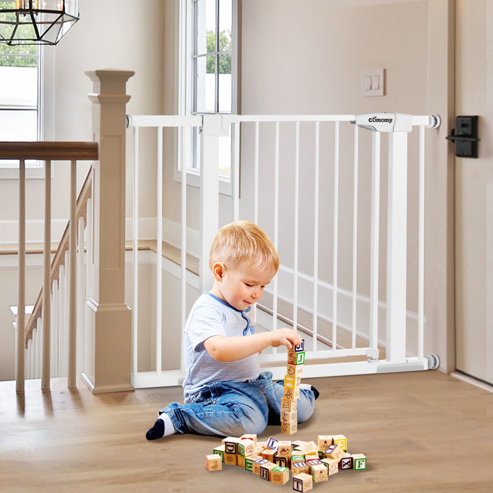 Baby Toddler Stair Gate Home Safety Extra Tall Metal Doorway Prevention Barrier 