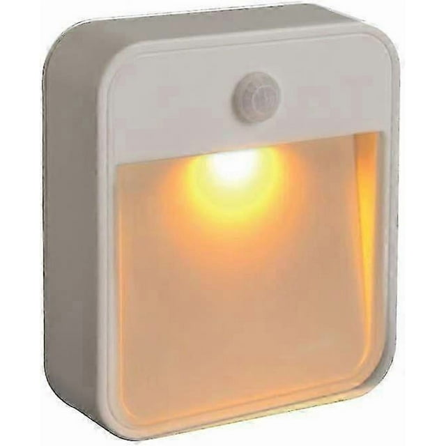 Sleep Friendly Battery-Powered Motion-Sensing LED Stick-Anywhere Nightlight with Amber Color Light (1-Pack), White