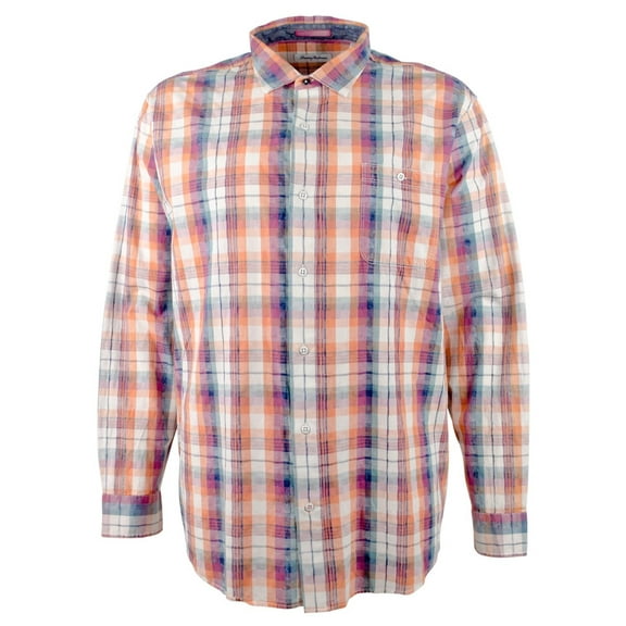 Tommy Bahama Men's Big & Tall Indigo Coast Check Long Sleeve Woven Shirt 4XB