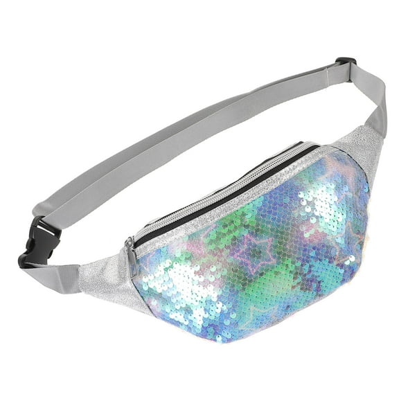 HEMOTON  Sequin Belt Bag Body Waist Chest Outdoor for Women Cross Woman Shopping Blue