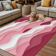 thumbnail image 2 of Fsddascl Pink Ombre Outdoor Rug for Patio/Deck/Porch, Non-Slip Large Area Rug 4 x 6 Ft, Modern Geometric Abstract Art Moire Indoor Outdoor Rugs Washable Area Rugs, Reversible Camping Rug Carpet, 2 of 5