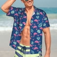 thumbnail image 5 of Picia Plants And Flamingos Gentle Cotton Regular Fit Short Sleeve Casual Hawaiian Shirt for Men-Large, 5 of 9