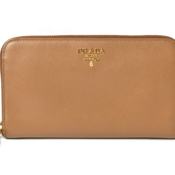 Pre-Owned Prada wallet PRADA long 1M0506 SAFFIANO METAL embossed leather CARAMEL... (Good)