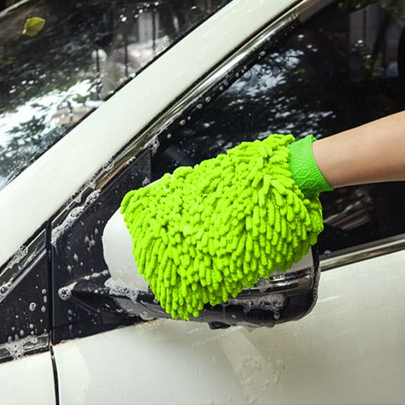 Chenille Fiber Car Wash Mitt Gloves, Double-Sided Scratch-Free Cleaning Cloth Car Wash Mitts for Auto, High Absorbency Wash Mitt Gloves for Car Household Use 23cm