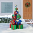 thumbnail image 3 of Sunjoy 63 in. Christmas Lighted Stacked Gift Box, 3D Tinsel Santa Stacked Gift Box Outdoor Garden Yard Lawn Festive Holiday Decoration with Lights for Indoor & Outdoor, 3 of 10