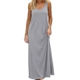 thumbnail image 2 of AHMOMEI Womens Nightgown Soft Sleeveless Wide Strap Sleepwear Casual Loose Full Slip Under Dress Summer Clothes Light Gray XL, 2 of 8
