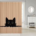 thumbnail image 2 of Manfei Kawaii Cat Shower Curtain 72Wx72L, Simple Art Animal Bathroom Curtain, Black Beige, 2 of 5
