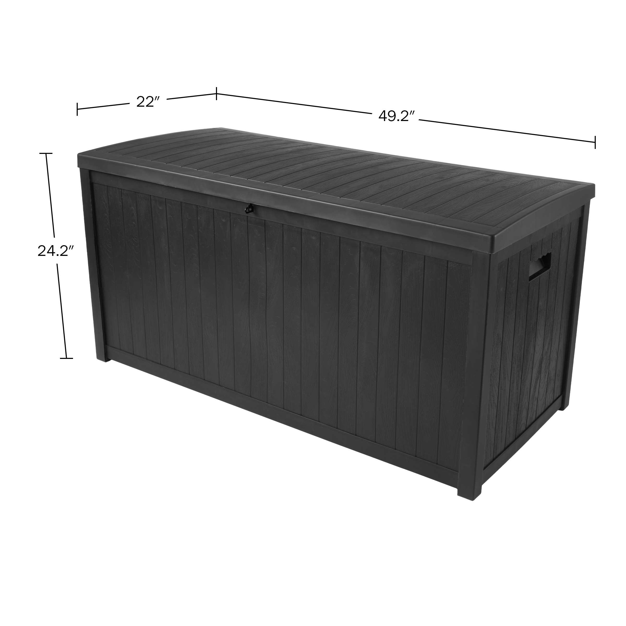 Storage Box - 113-Gallon Container for Patio Storage - Durable and Fade-Resistant Resin Deck Box - Outdoor Furniture by Pure Garden (Black)