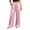 Pink, variant on CHGBMOK Plus Size Women's Satin Pants Ruffled Waistband Wide Leg Pants High and Elastic Waist Trousers with Pockets