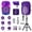 Purple, variant on 8 Inch Portable Wireless PA Speaker with Stand, Heavy Bass Subwoofer, TWS LED DJ Lights, Microphone Tripod Included, Rechargeable Karaoke System for RV Truck Car Outdoor Party