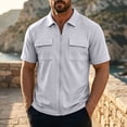 thumbnail image 3 of SAWOBUUN Men's Texture Zip Front Jacket Short Sleeve Collared Sport Top Casual Athletic Outerwear, 3 of 7