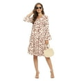 thumbnail image 5 of Baywell Women's Spring Summer Long Sleeve Leopard Print Midi Dress Flowy A-Line High Waist Dresses Khaki S-2XL, 5 of 8