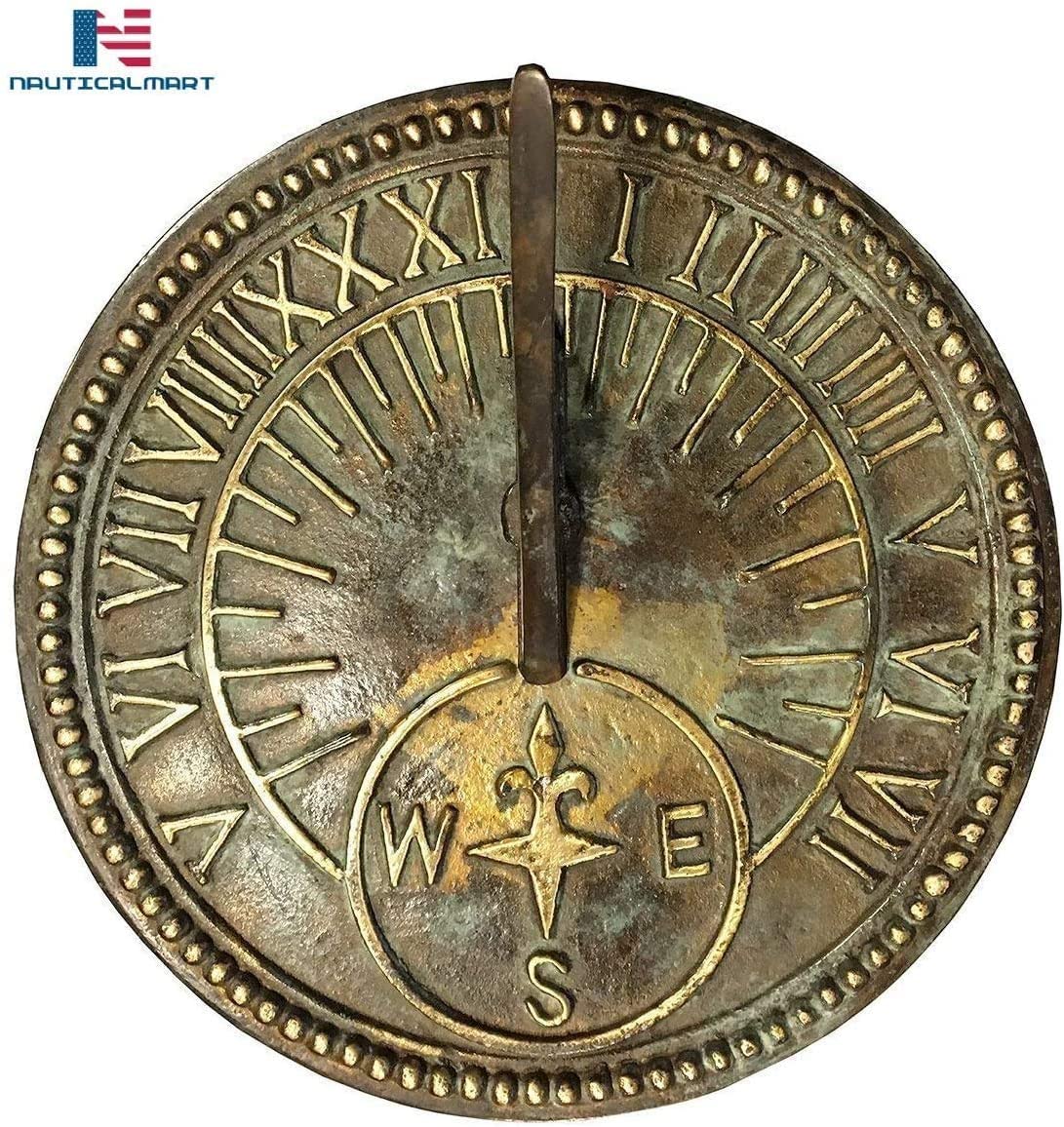 NauticalMart Roman Sundial, Solid Brass with Light Verdi Highlights, 8-Inch Diameter - image 2 of 4
