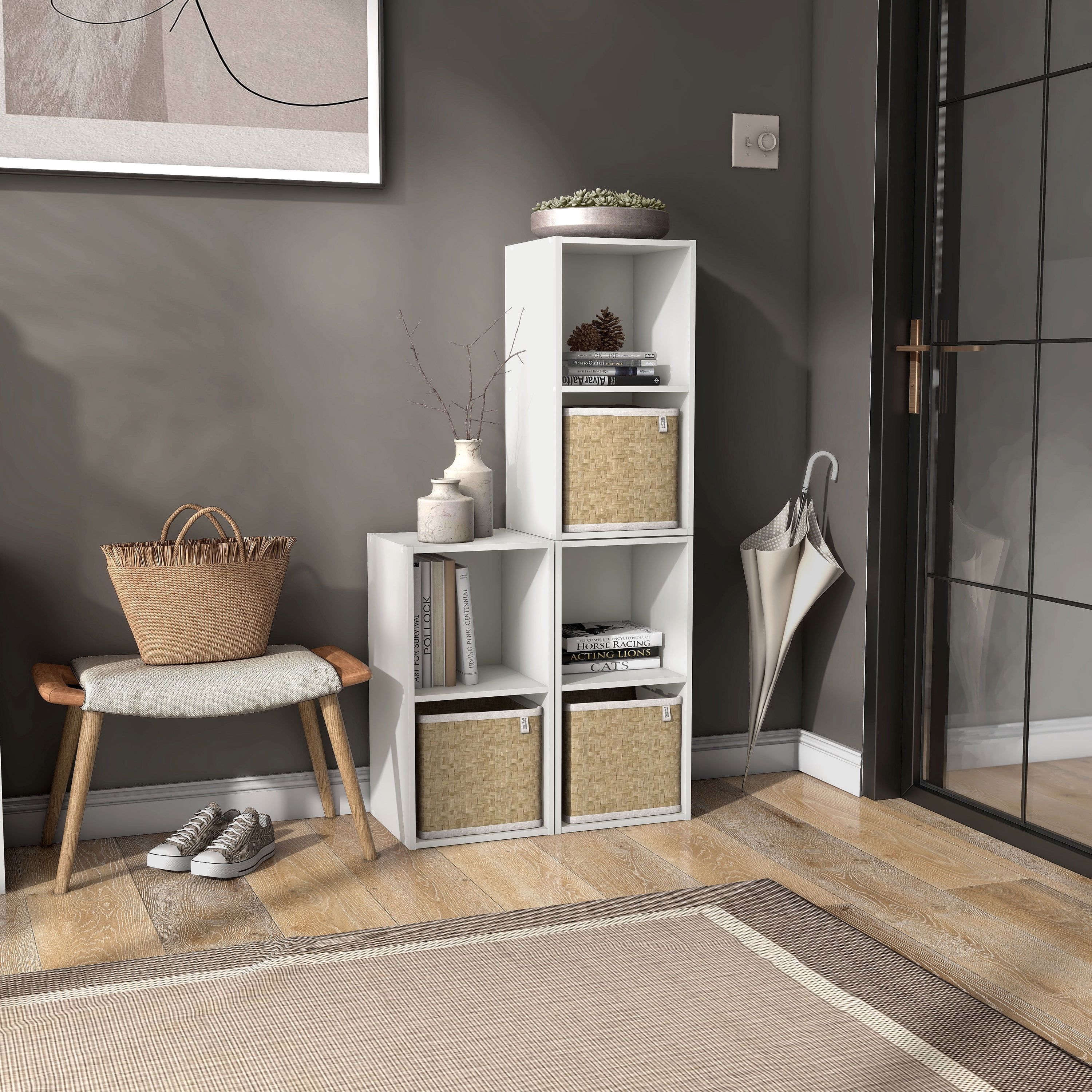 Join Stackable 2-Cube Wood White Bookcase