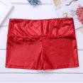 thumbnail image 5 of Oyolan Kids Girls Shiny Metallic Dance Shorts Gymnastics Training Booty Shorts Modern Dance Shorts Red 4, 5 of 6
