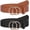 A-black(golden Buckle)+brown, variant on 2 Pack Women Leather Belts Faux Leather Jeans Belt with Double O-Ring Buckle Size up to 58 inch