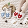 thumbnail image 5 of Xfvqtps Women Fluffy Slippers Bow Embroidery Versatile Indoor Home Funny Winter Non-Slip Plush Slippers Blue, 5 of 5