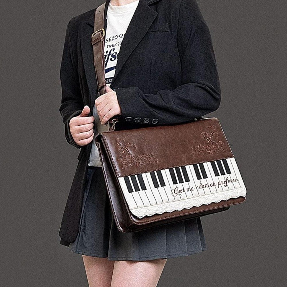 Hzzsbu Vintage Piano Crossbody Bag for Women Fairy Grunge Shoulder Bag Y2K Trendy Handbags Retro Cute Purse Streetwear