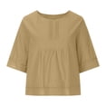 thumbnail image 4 of Hauts à Manches Mi-Longues pour Femmes Couleur Unie Découpe Polyester pour l'Été, 4 of 5