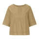 thumbnail image 5 of Top de mujer con cuello redondo y manga media - Camiseta lisa con costuras huecas - Tejido suave y elástico, informal/playa/fiesta, lavar a mano en frío, 5 of 6