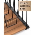thumbnail image 2 of Inclined Desk File Organizer, 5-Section Vertical File Folder Holder Stand, Metal File Sorter Rack with Wooden Base, Desktop File Organizer for Office Classroom Home Workspace, 2 of 5