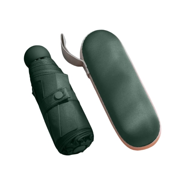 Billuyoard Paraguas plegable de viaje para senderismo, paraguas portátil de 5 pliegues para el sol y la lluvia, Mini sombrilla, sombrilla, equipo Paraguas de lluvia Verde negruzco