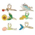 thumbnail image 1 of Pinzas para el cabello con flores de metal, 6 piezas Pinzas para el cabello con flores de metal Pinzas para el cabello con flores de metal Funcionalidad versátil, 1 of 8