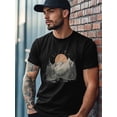 thumbnail image 4 of Camiseta de hombre con gráfico de montaña, bosque y atardecer, de algodón, cuello redondo, manga corta, básica, 4 of 7
