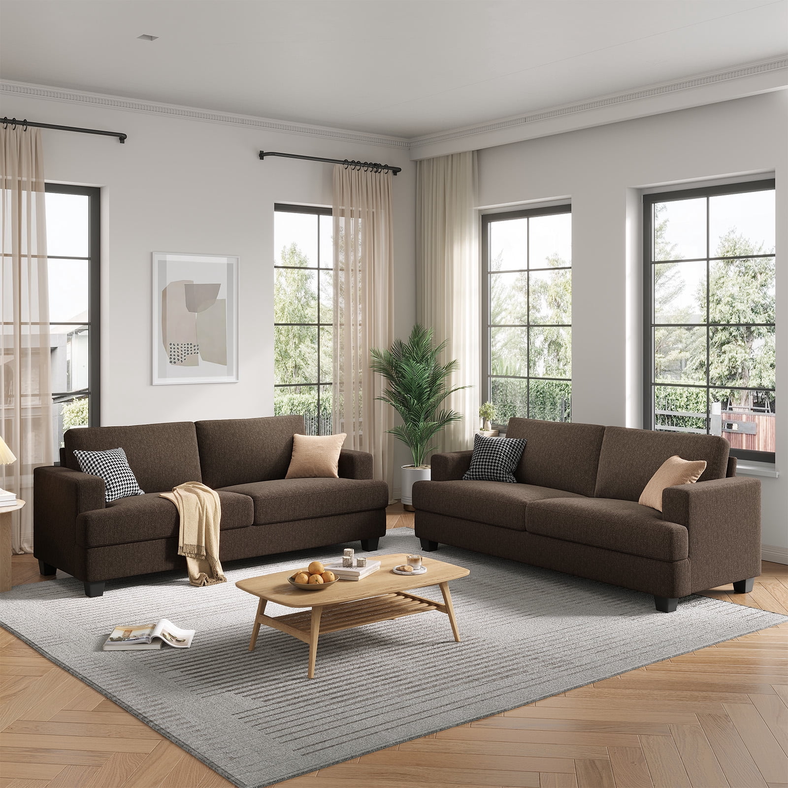 BLAZANT 84” Loveseat Sofa, High Resilience Loveseat Sofa, Linen Fabric 2 Seat Sofa Couch with Wooden Frame& Upholstered Cushion, Modern Deep Seat Sofa for Bedroom Office