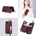 thumbnail image 5 of Allytech Wallet Case for iPhone XR, Card Holder & Zipper Pocket, Finger Grip Ring, Screen & Camera Protection, Luxury PU Leather Kickstand Double Buttons Flip Shockproof Case - Jujubered, 5 of 7