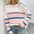 thumbnail image 2 of Towmus Pink Womens Sweater Fall Winter Striped Sweaters Casual Trendy Sweater, 2 of 6