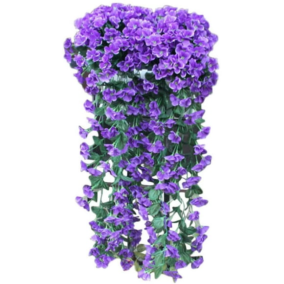 2 Pcs Plantes Suspendues Artificielles, Fleurs Violettes Plantes de Balcon Plantes Artificielles Fleurs Suspendues pour Décoration de Jardin Mural de Balcon Mariage Maison (Bleu)