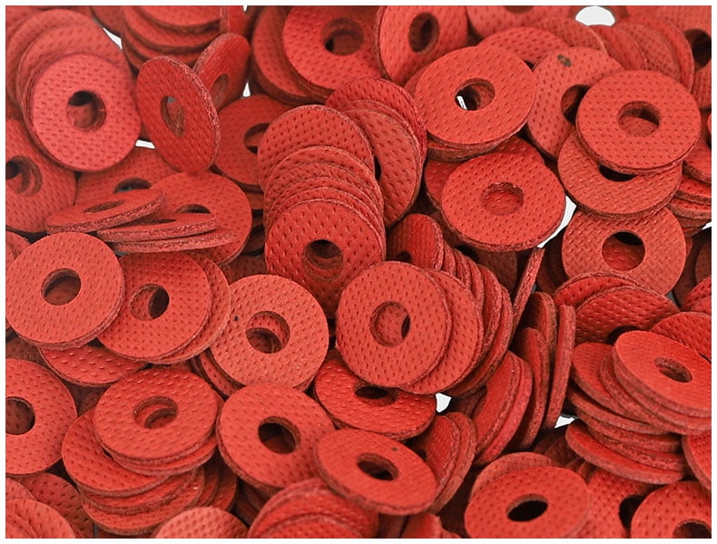 100 pcs Red Steel Paper Gasket Insulation Washer M18x34x1.5mm