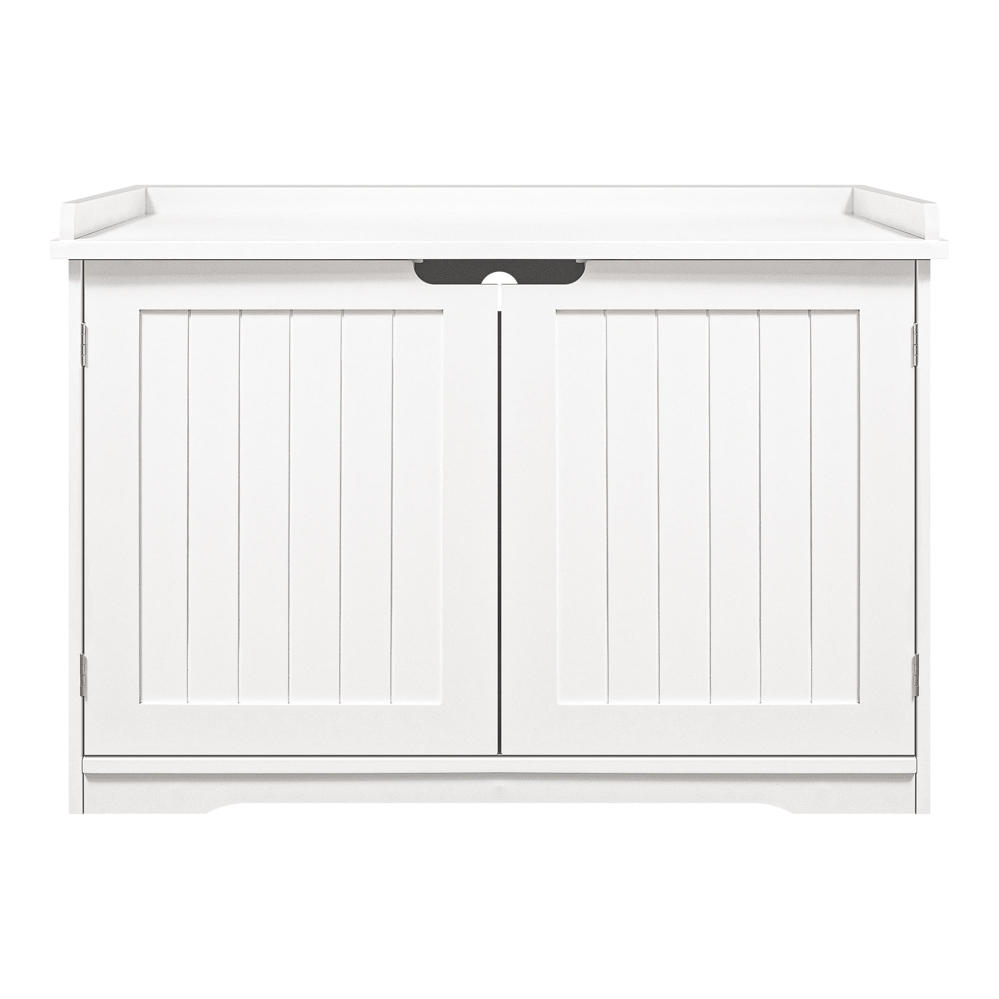 Pefilos 30" Cat House Furniture with Baffle, Hidden Cat Litter Box Enclosure, Easy Creative for Cat Condo, White Pefilos 30" Cat House Furniture with Baffle, Hidden Cat Litter Box Enclosure, Easy Creative for Cat Condo, White