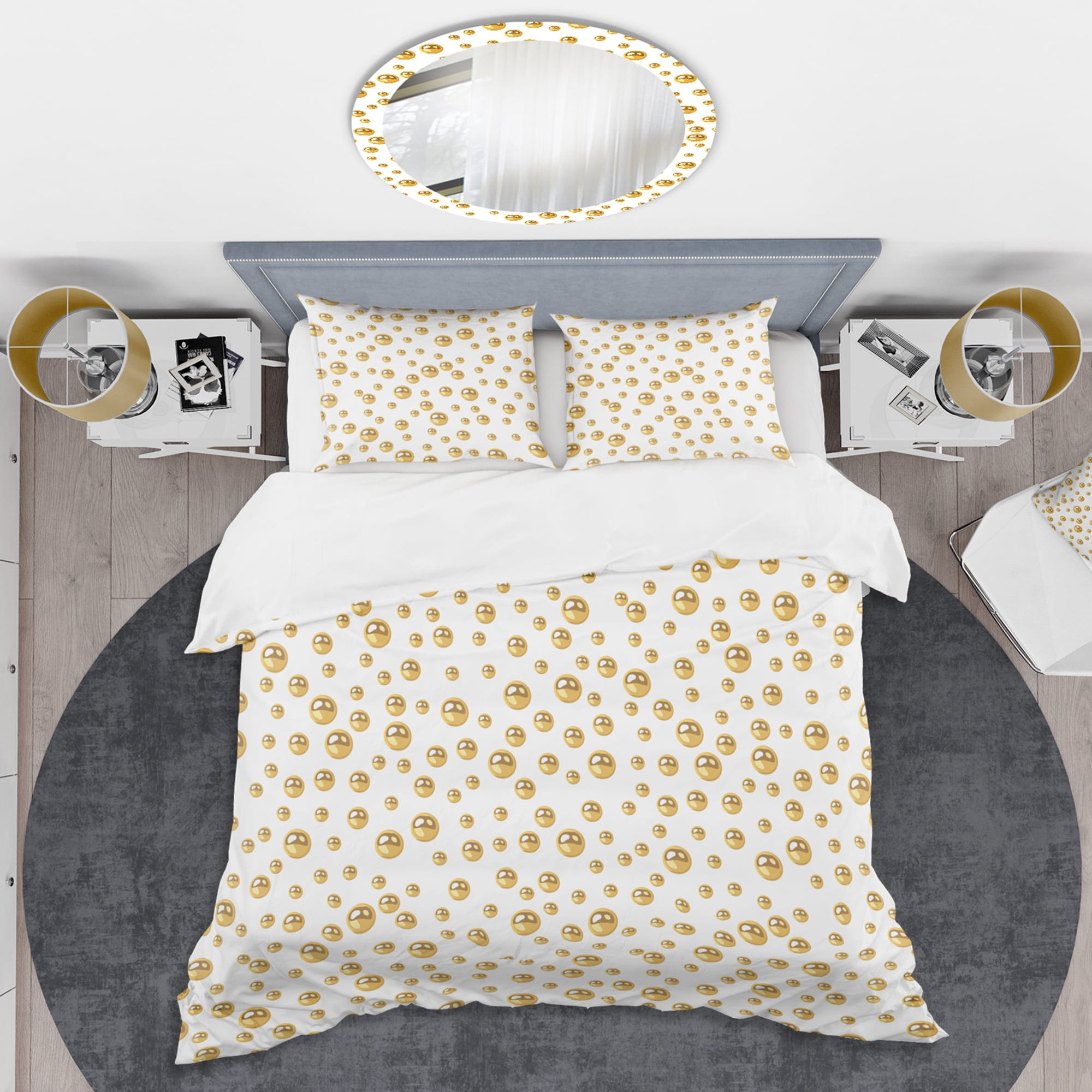 Designart 'Golden Circular Pattern II' Mid-Century Modern Duvet Cover Set