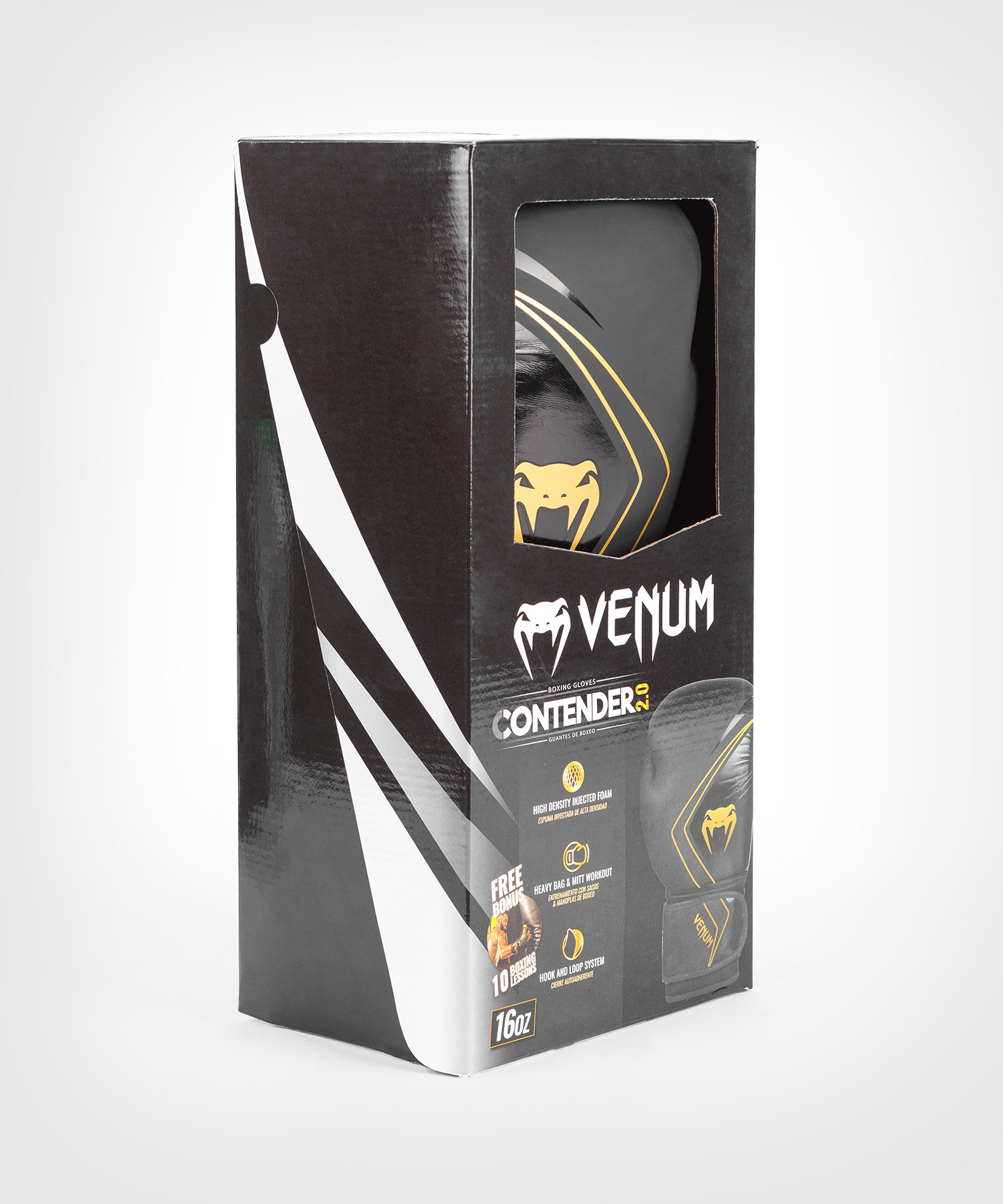 VENUM PU CONTENDER 2.0 BOXING GLOVES – BLACK/GOLD – 12OZ – UNISEX – SPARRING AND BAG TRAINING
