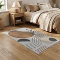 thumbnail image 2 of ODIKA 5'x7' Warm Earth Tones Abstract Design Washable Area Rug Mid-Century Modern Minimalist Style for Dining Room, Under Table, Home Office, Non-Slip Chair-Friendly, 2 of 7
