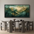 thumbnail image 6 of Large Framed Canvas Print Watercolor Misty Mountains - Green Forest LandscapeWall Art Decorative Ready to Hang Painting for Living room Bedroom 60x30 inches Black Frame, 6 of 9