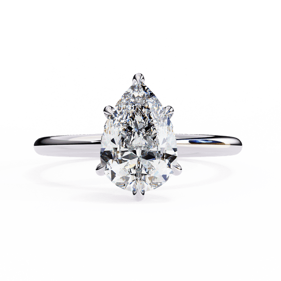 1.81 CT Pear Cut Lab Grown Diamond 10k White Gold Engagement Ring, Hidden Halo With Prongs Wedding Ring, Engagement Proposal Ring For Women