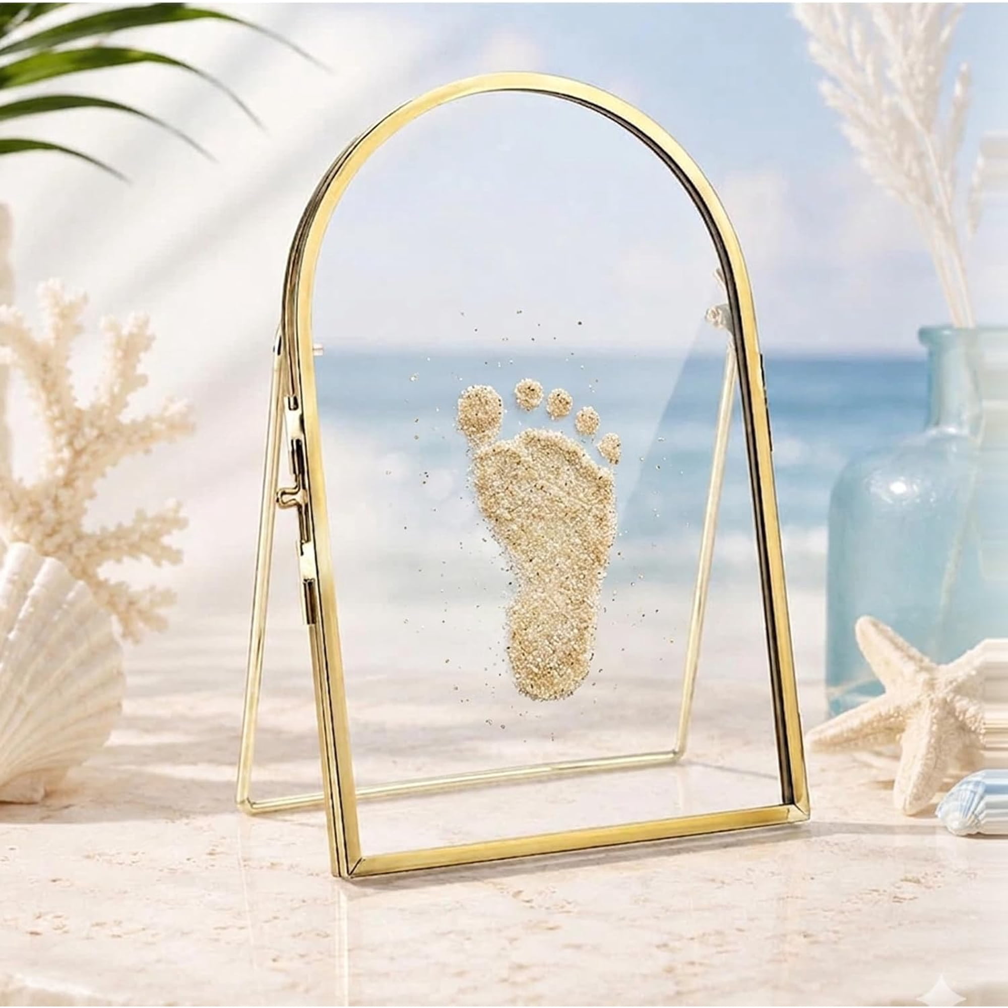 Baby & Pet Keepsake Frame, Sea Sand Baby Hand and Footprint Kit,DIY Newborn Keepsake Frames,Nursery Picture Frame,DIY Handprint Display Floating Frames with Side ,Personalized Gifts for New Mom
