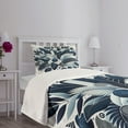 thumbnail image 2 of Ambesonne Navy Blue Quilted Bedspread Set 2 Pcs, Leaves Palms and Circles, Twin Size, Dark Slate Blue Grey, 2 of 4